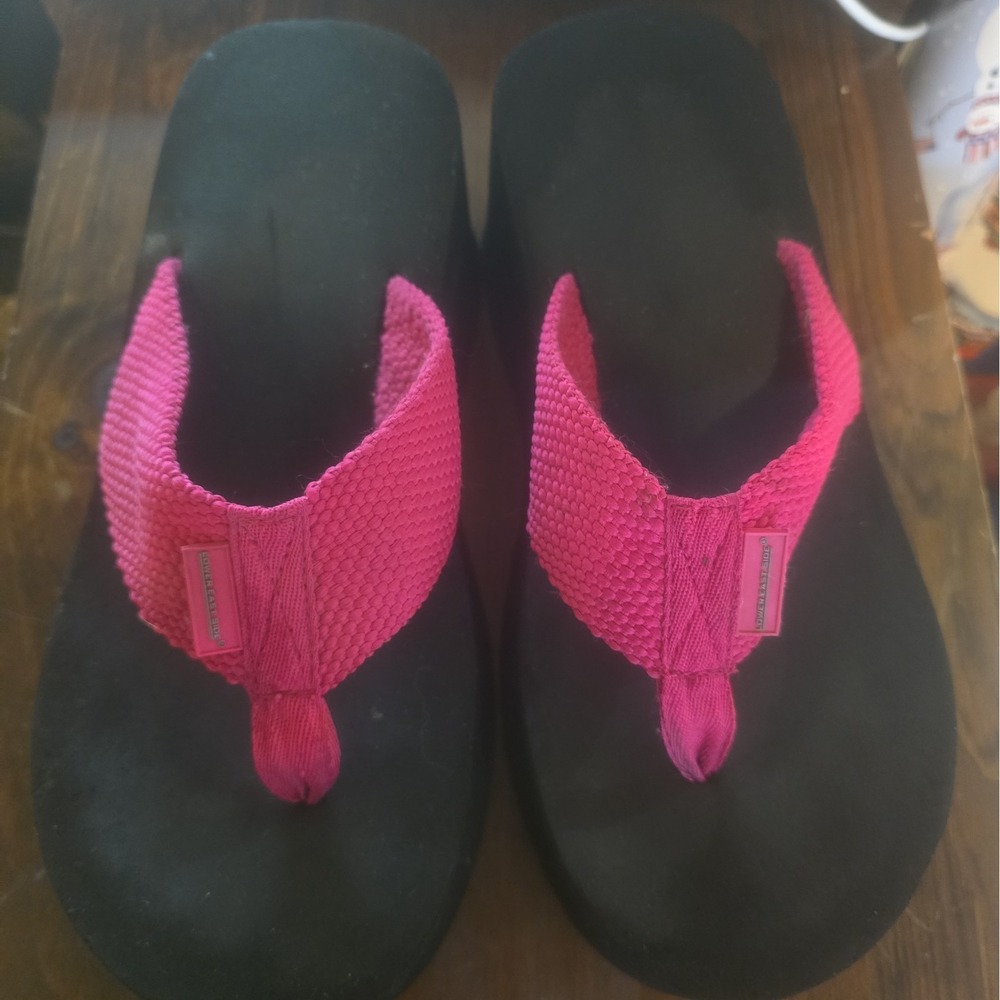 Retro Hot Pink Platform Wedge Flip Flop Sandals Y2K Barbie Beach Party Neon Club